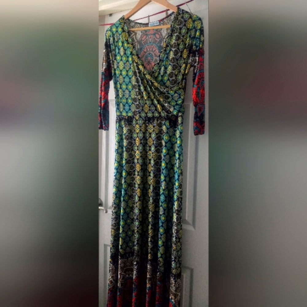 Moroccan print boho maxi dress
